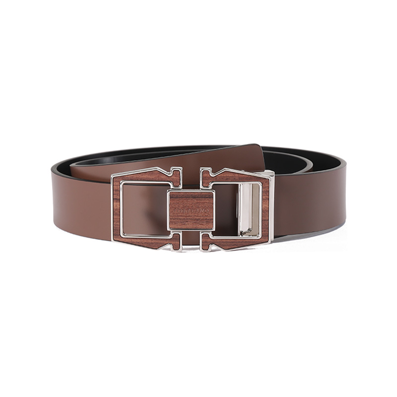

Ferragamo Кожаный мужской ремень 3 см, Coffee/Black