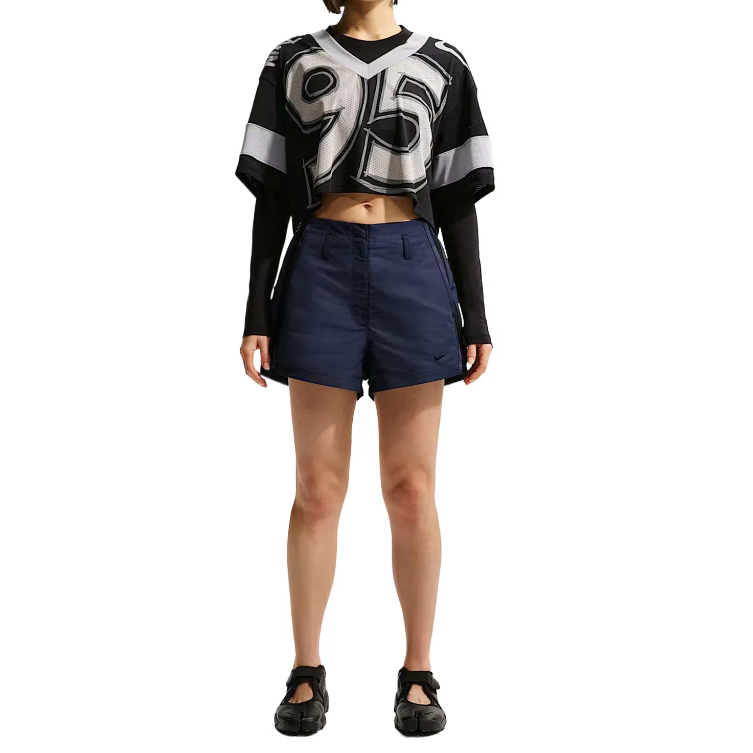 Спортивные повседневные шорты женские Nike, Dark Navy Blue/Black/Black