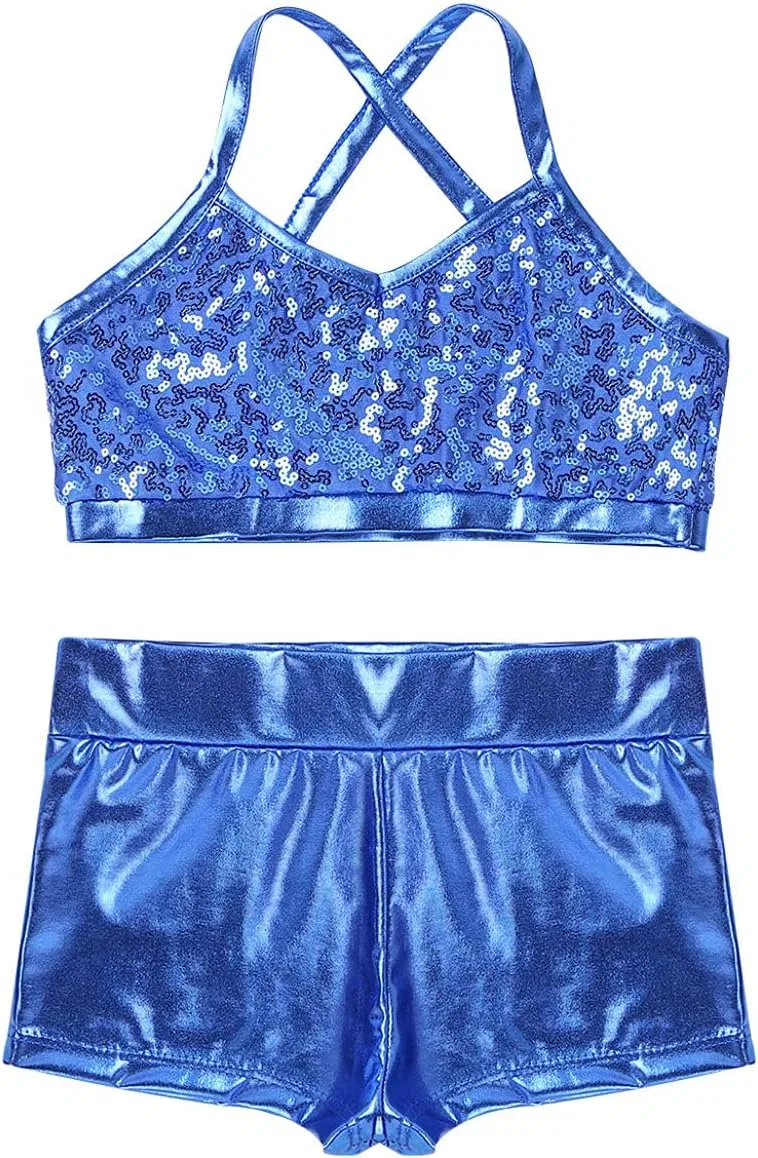 Детский спортивный комплект YEAHDOR из топа и шорт, Light Blue — фото 3