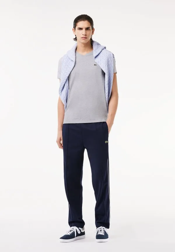 Футболка Lacoste V-образный вырез, Меланж, светло-серый — фото 2