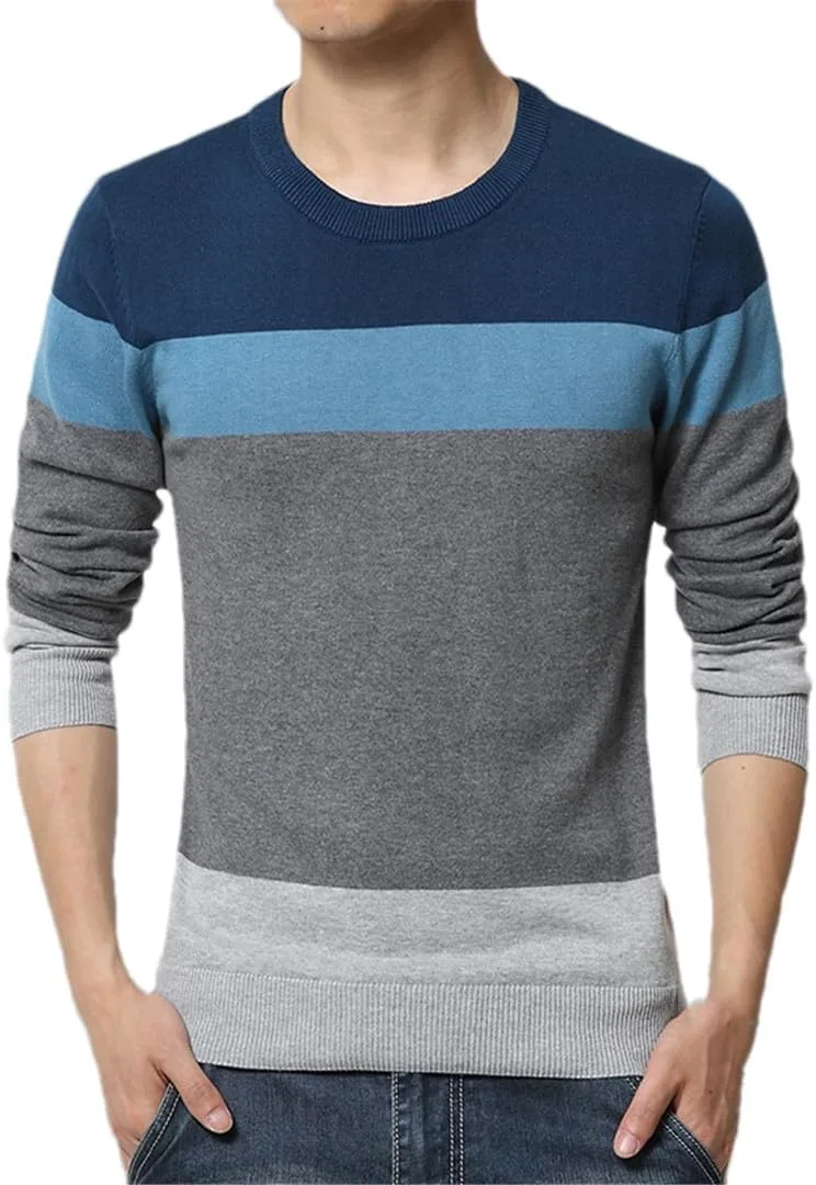 

Мужской свитер Casual O-Neck в полоску Slim Fit