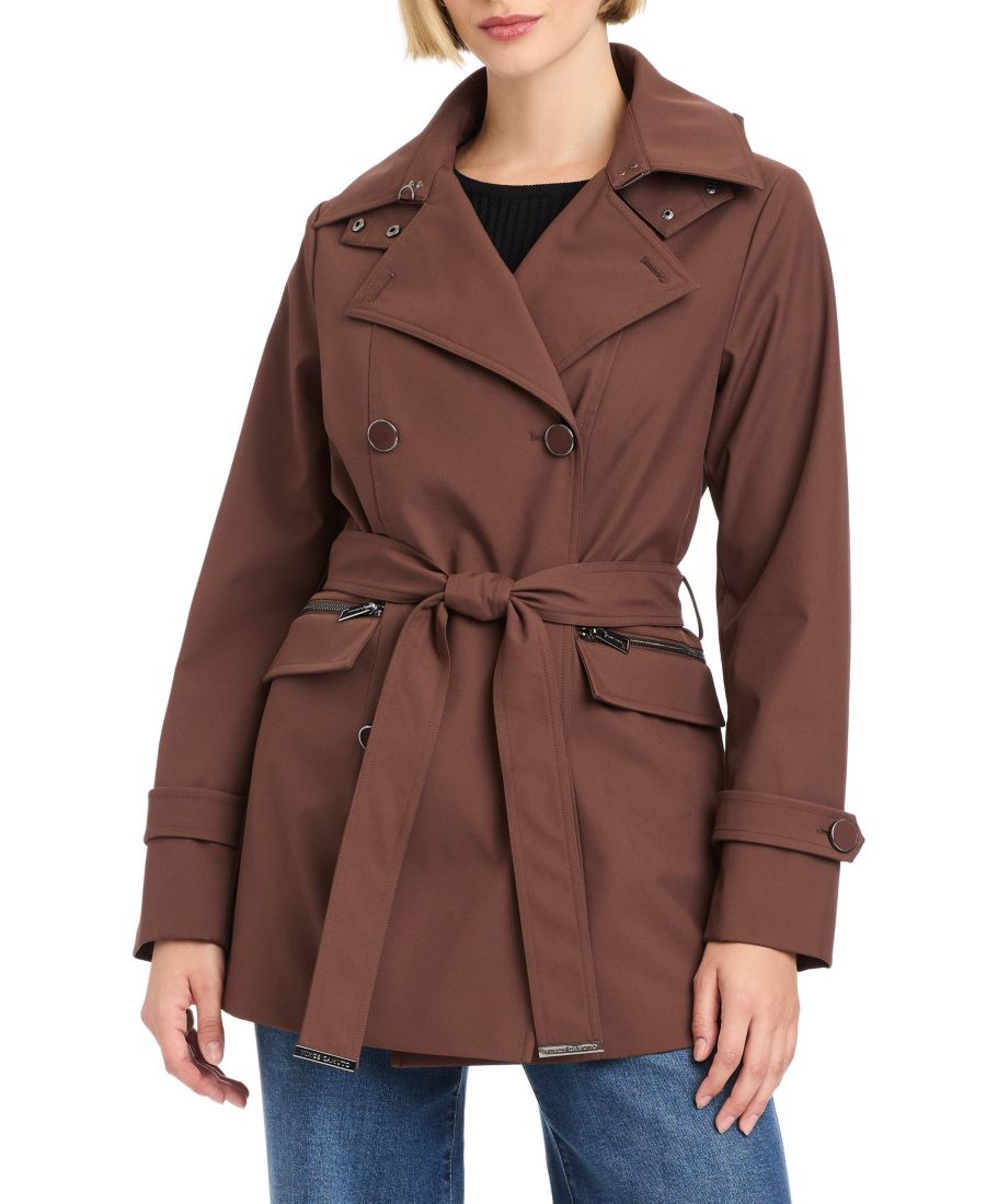 

Женский двубортный тренч с поясом Vince Camuto, French roast