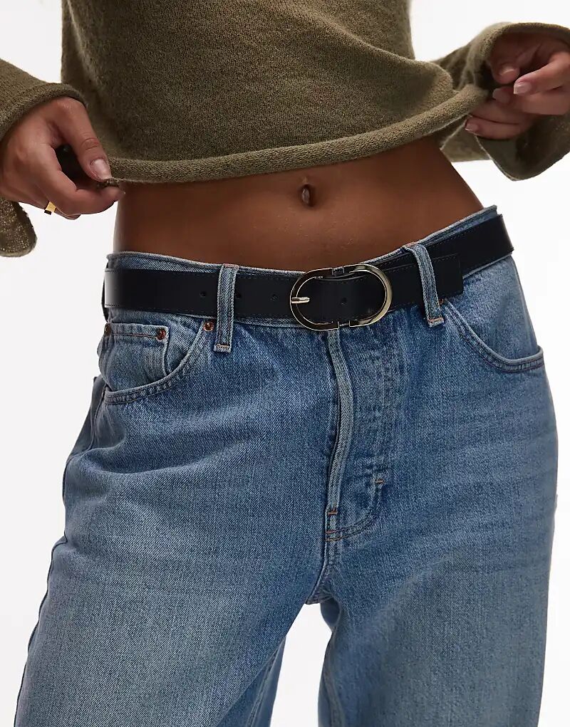 

Ремень Tommy Jeans с овальной пряжкой темно-синего цвета