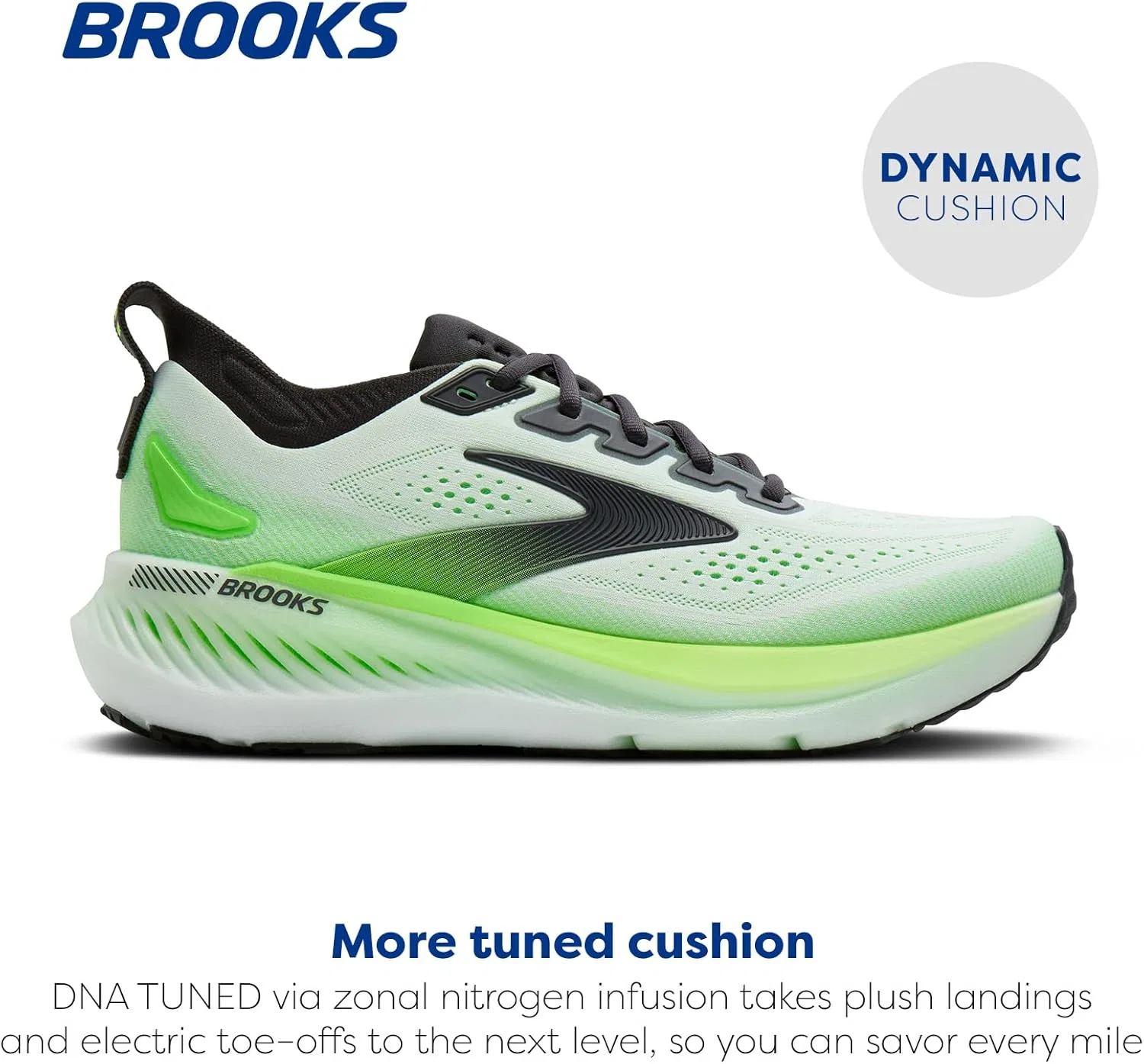 Мужские кроссовки Brooks Glycerin GTS 23, White Phantom Green Gecko — фото 2