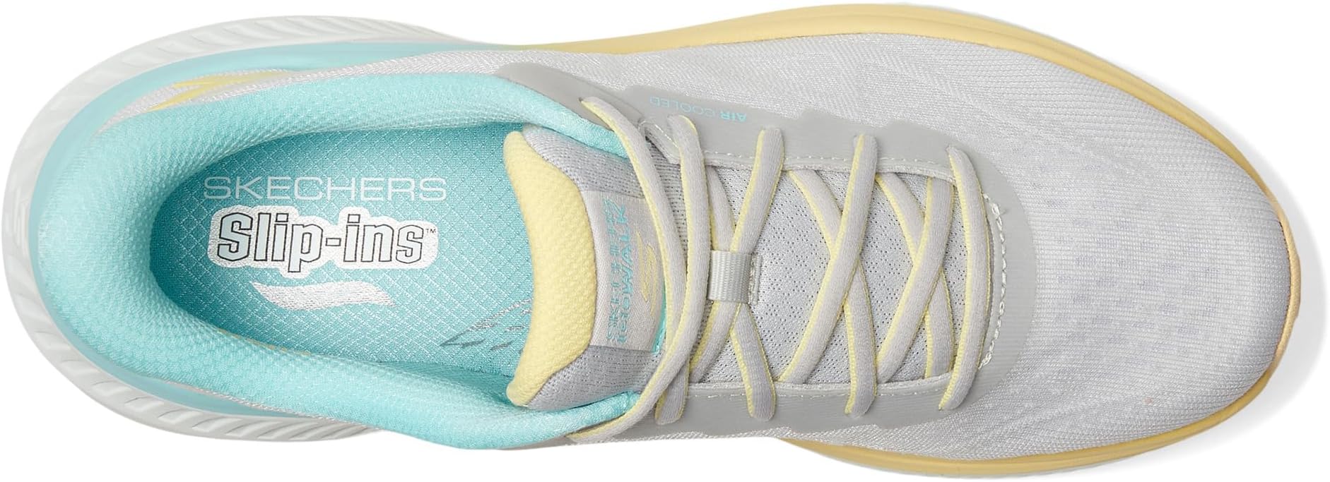 Кроссовки SKECHERS Performance Max Cushioning Arch Fit Areena Hands Free Slip-Ins, Gray/Aqua — фото 2
