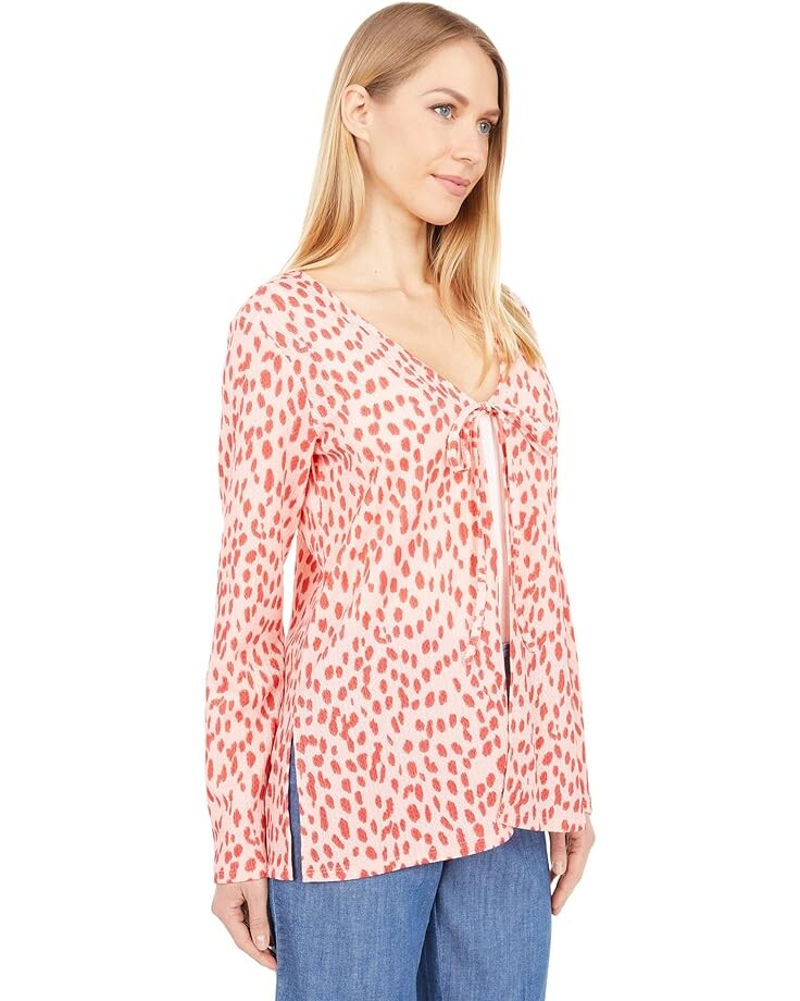 

Свитер Vince Camuto Long Sleeve V-Neck Tie Front Animal Textured Knit Cardigan, цвет Soft Peony