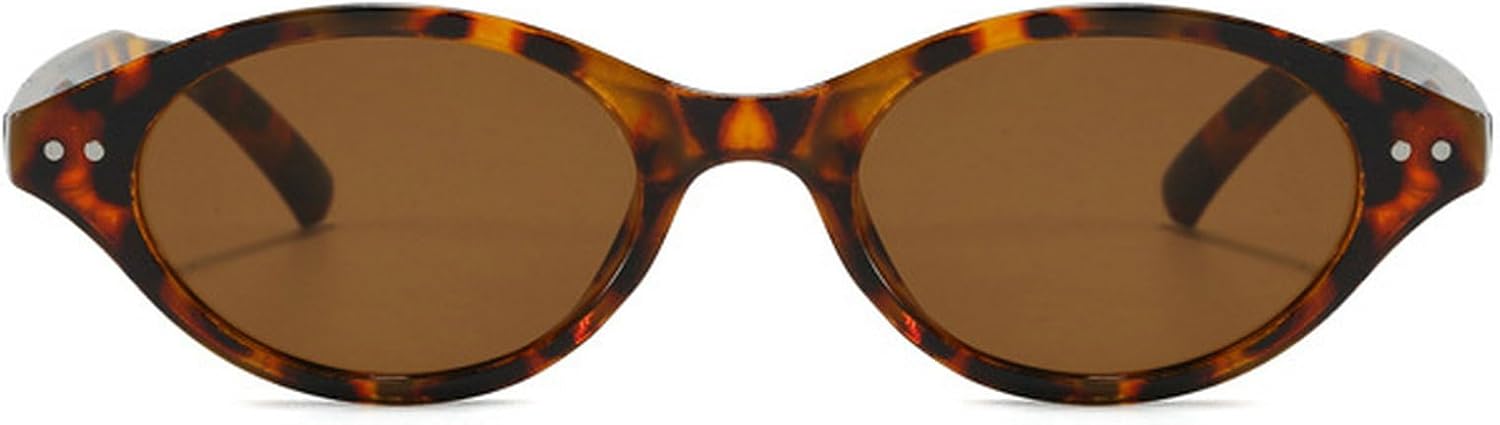 

Женские солнцезащитные очки овальной формы в стиле ретро, ​​конфетные оттенки, защита от УФ-излучения UV400; мужские модные солнцезащитные очки с заклепками mincl, Leopard Brown