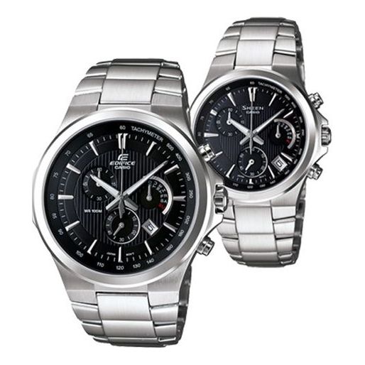 

Часы CASIO Couple EDIFICE SHEEN Stainless Steel Strap Black Analog, черный