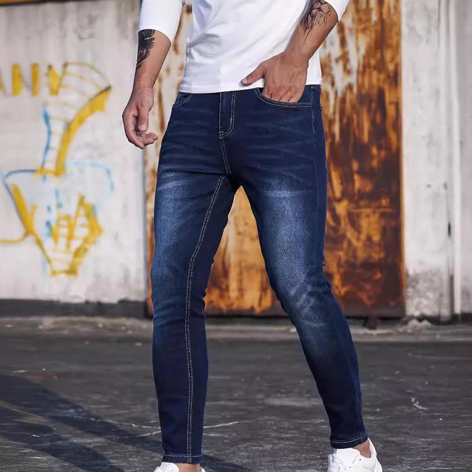 Джинсы slim fit, Темно-синий — фото 2