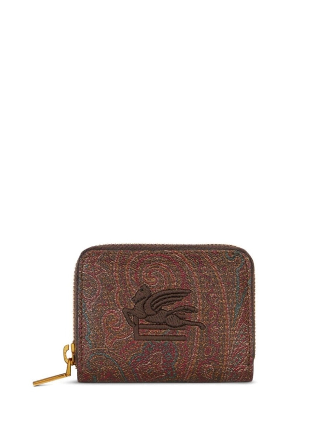 

ETRO кошелек Pegaso на молнии, коричневый