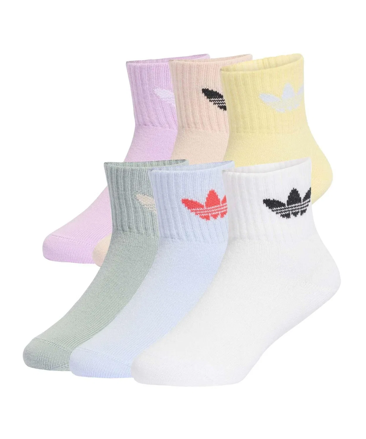 Носки детские спортивные Adidas 6 пар, короткие, белые