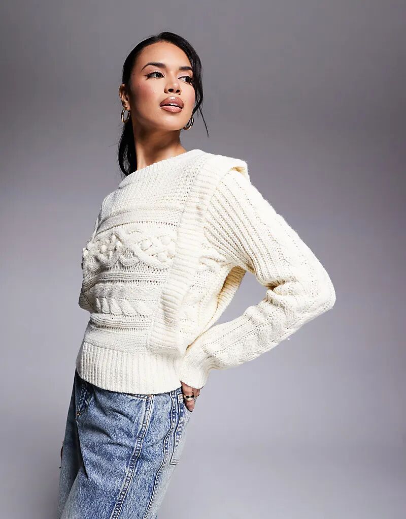 

Джемпер с косой вязкой кремового цвета River Island