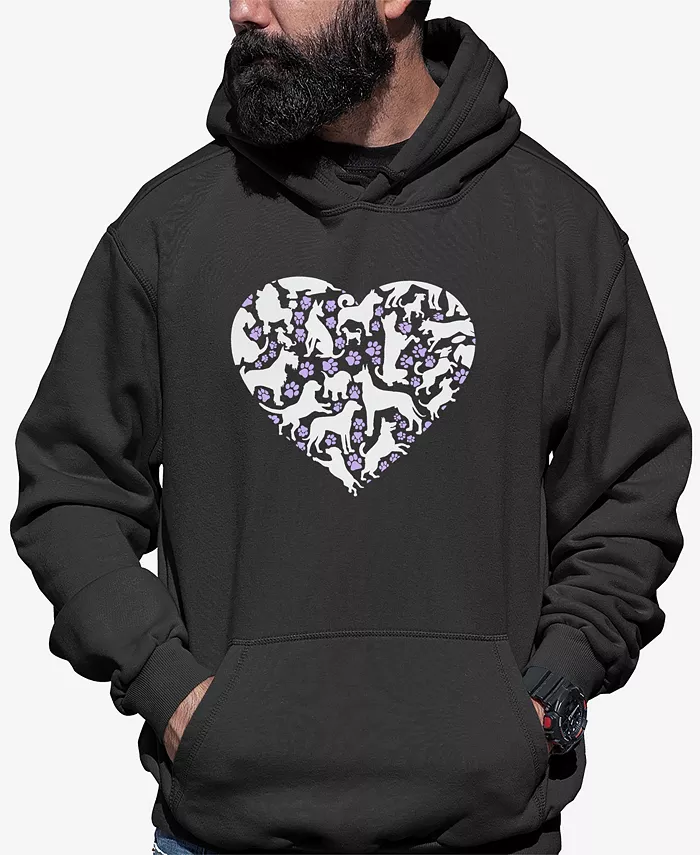 

Мужской худи с принтом "Dog Heart Word Art" LA Pop Art, серый
