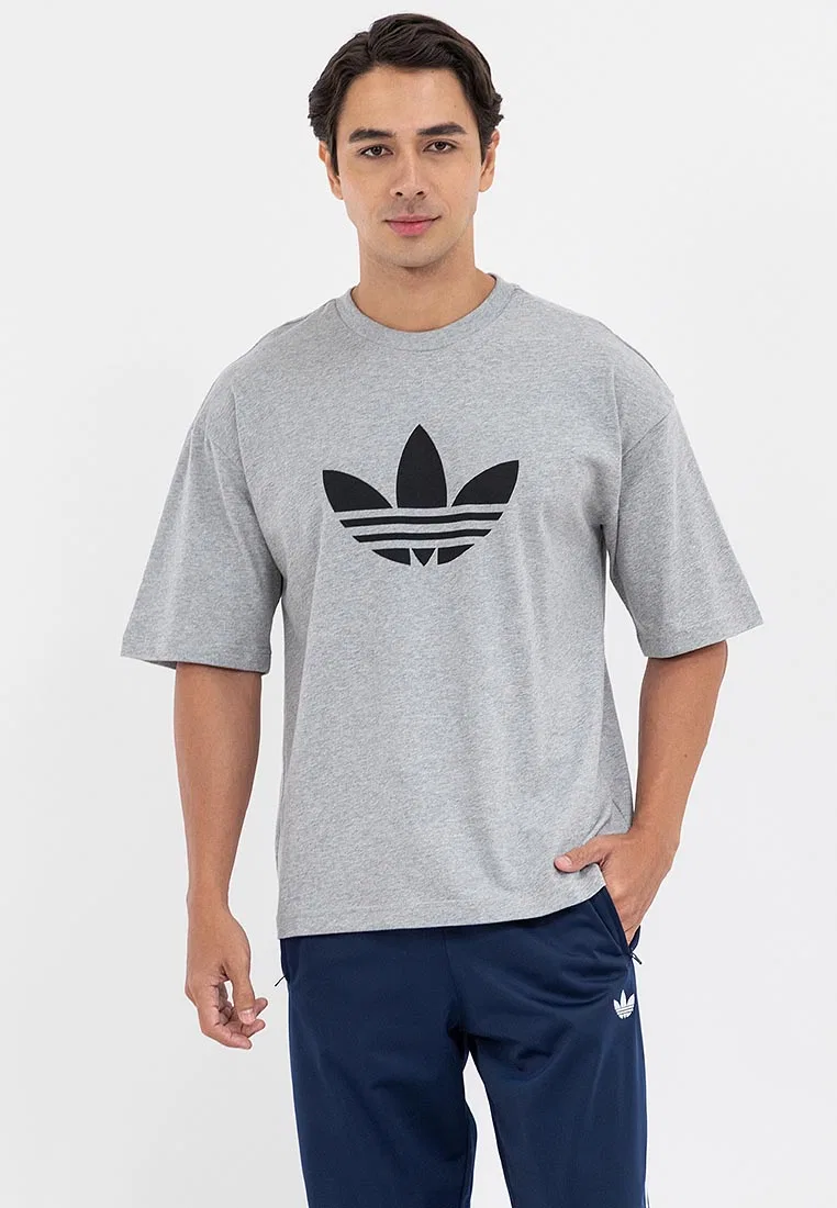 Футболка, с логотипом, Adicolor Trefoil, Adidas, черный/серый