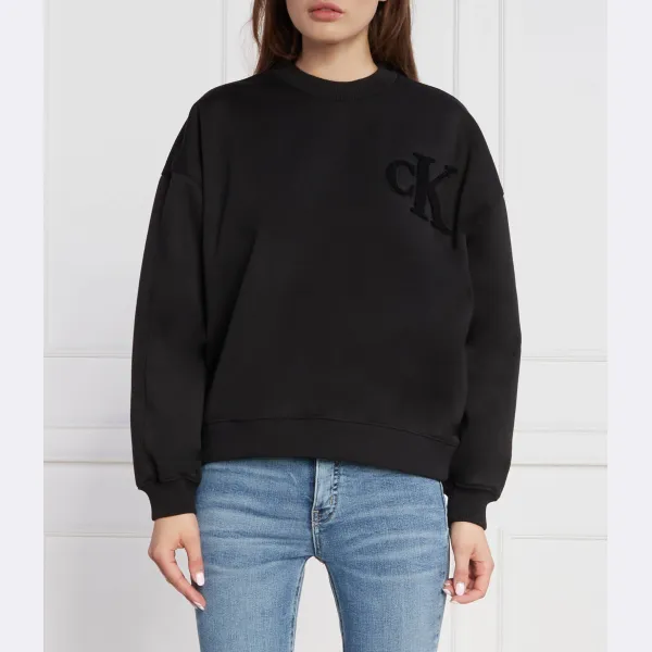 

Толстовка обычного кроя из шенилла с круглым вырезом Calvin Klein, черный