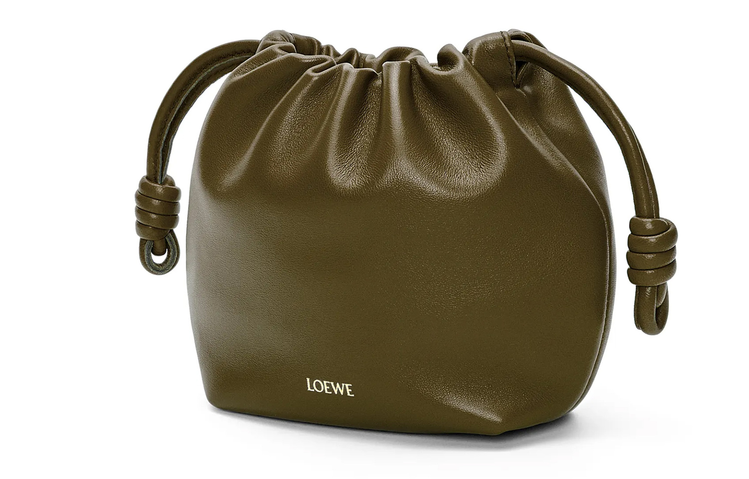 LOEWE Фламенко Наппа Овчина Женский Мини Клатч Через Плечо С Одним Ремнем Темный Хаки — фото 4