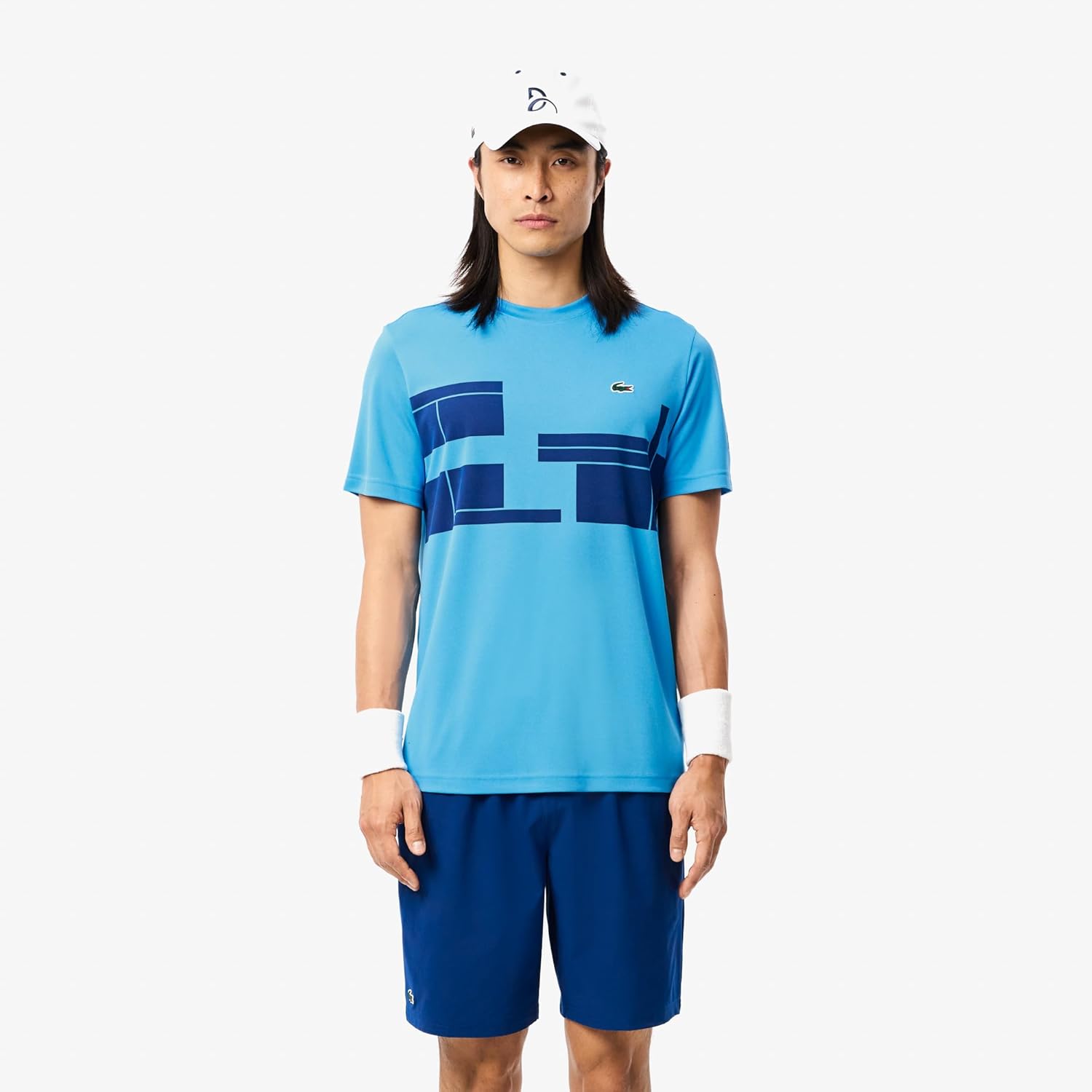 Мужская спортивная теннисная футболка Lacoste X Novak Djokovic, Argentine Blue/Globe — фото 4