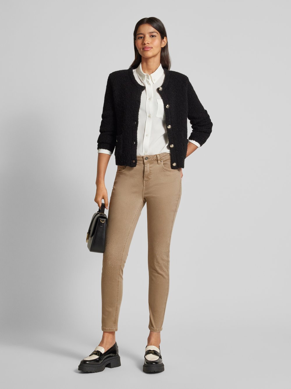 

Джинсы Slim fit со стразами monari, бежевый