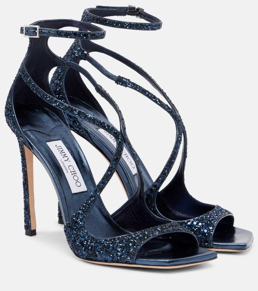 Блестящие сандалии Azia 110 Jimmy Choo, Marine
