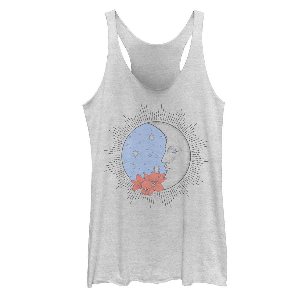 

Детская майка Galactic Racerback с цветочным принтом сбоку и луной, цвет White Heather