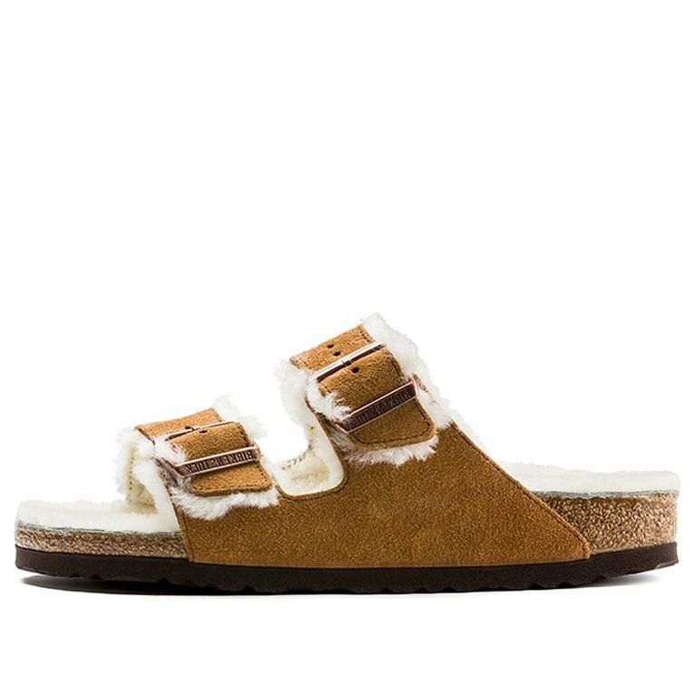 

Тапочки Birkenstock Arizona Shearling Suede Leather 'Mink' 1001128, желто-коричневый
