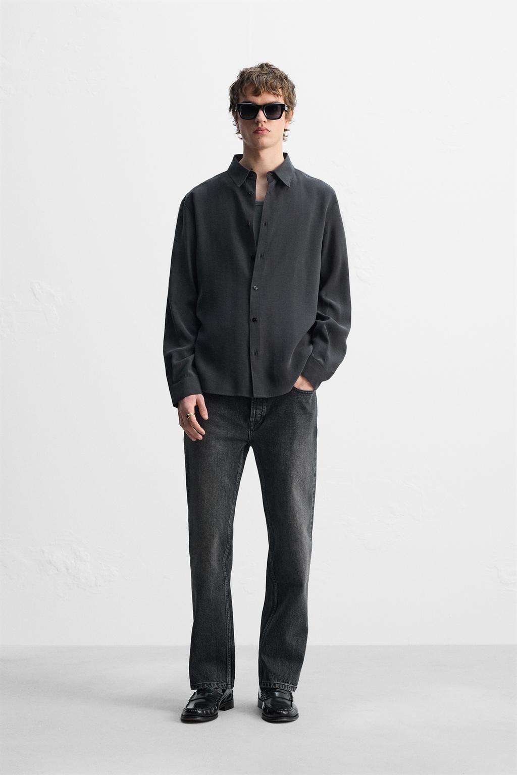

Струящаяся рубашка ZARA, цвет Dark navy