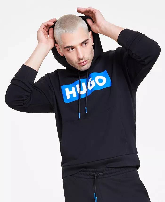 

Мужская худи с логотипом на шнурке Hugo Boss, черный