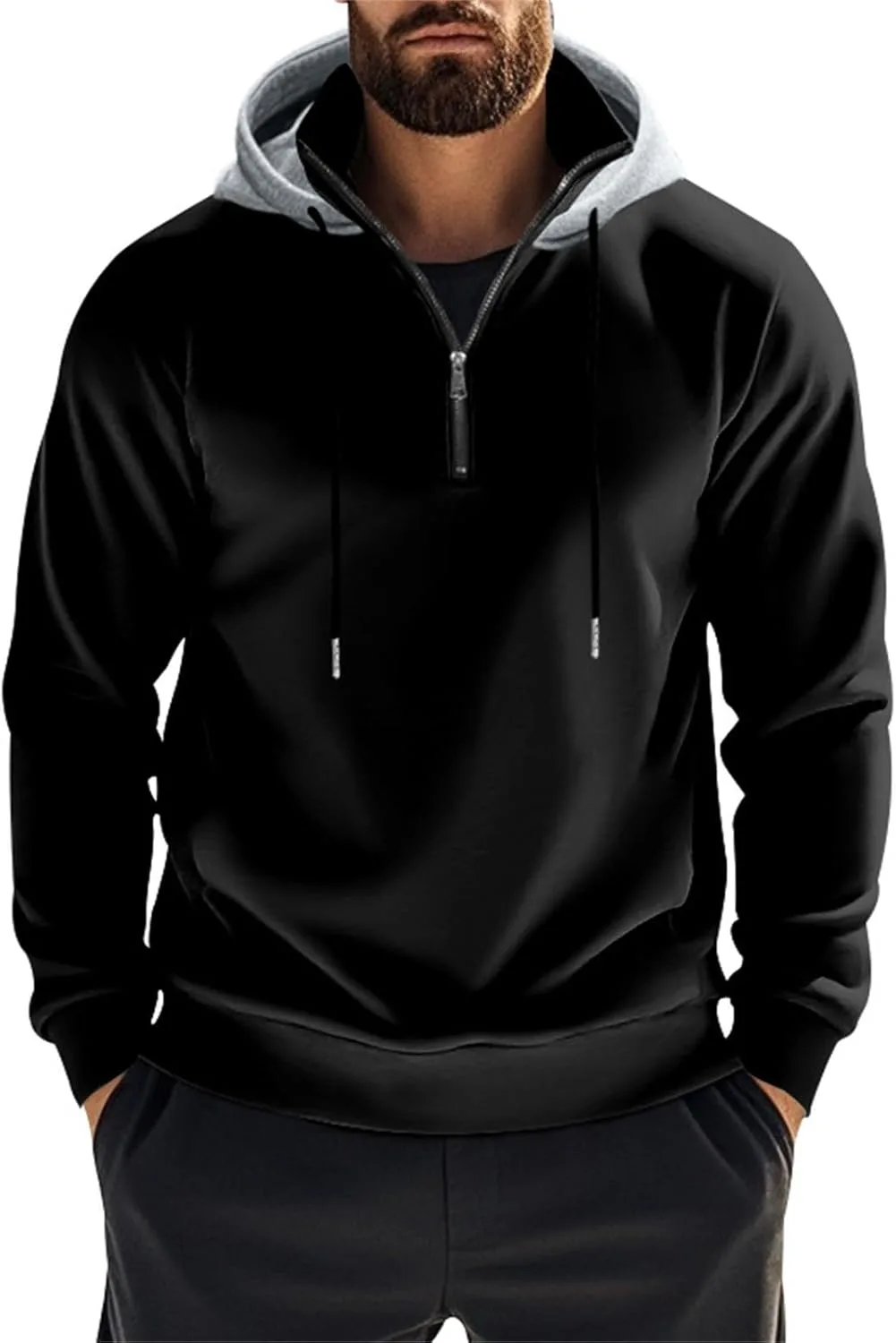 

Мужской худи loose fit quarter zip pullover легкий oversized tobchonp