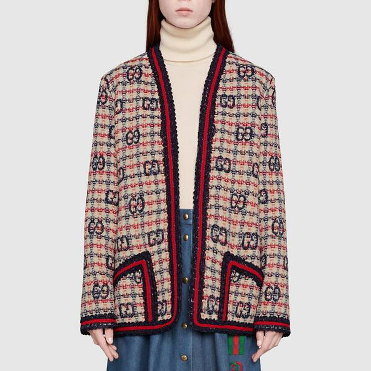 Пиджак из твида GG GUCCI, синий белый красный — фото 3