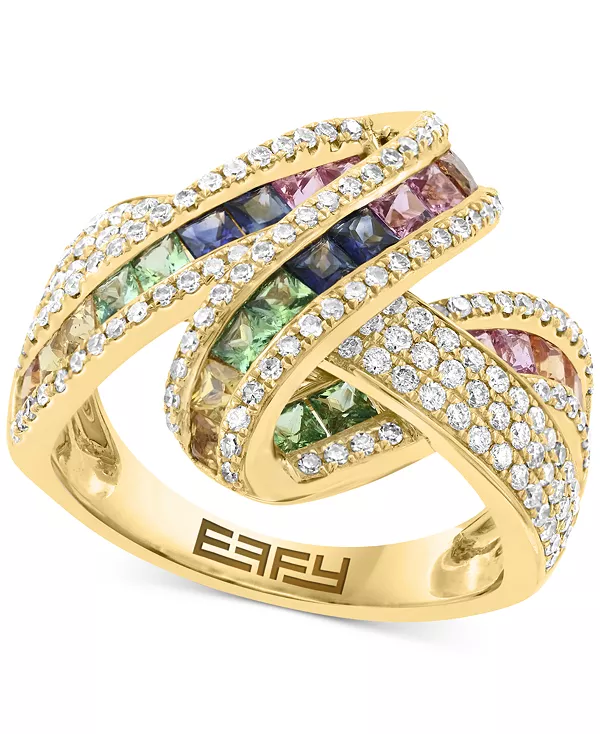 

Кольцо Effy с несколькими сапфирами (1-1/4 карата tw), зеленым гранатом (1/4 карата tw) и бриллиантами (5/8 карата tw) из 14-каратного золота Effy Collection, sapphire