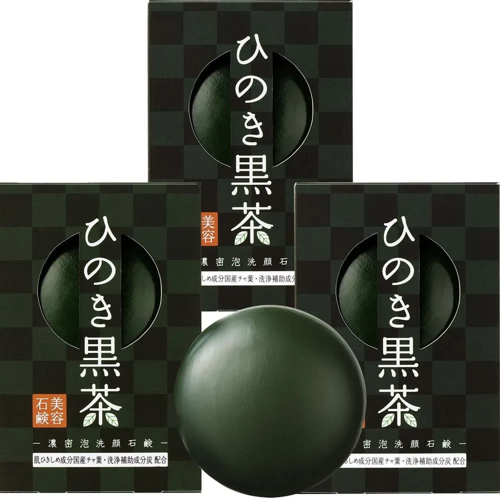 Мыло для лица Pelican Soap Hinoki Black Tea с гиалуроновой кислотой и коллагеном, 80 г x 3 шт