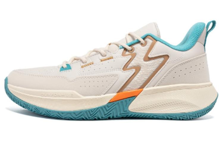 

Амортизирующие износостойкие низкие баскетбольные кроссовки мужские серо-оранжевые 361°, Овсяное молоко/Флуоресцентный яркий апельсин