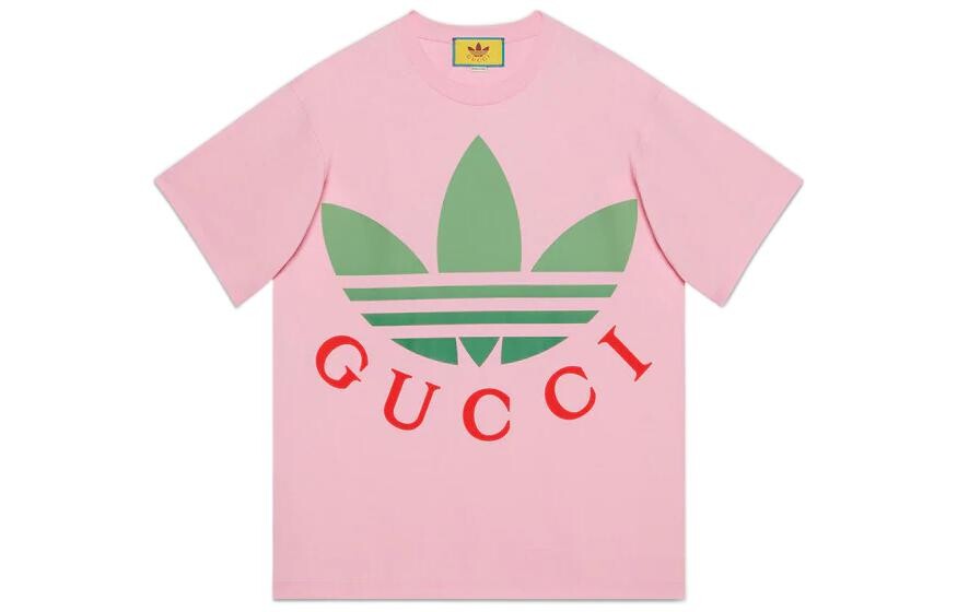Футболка женская Adidas X Gucci, лимитированная коллаборация, розовый