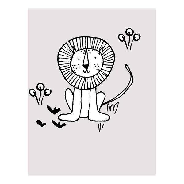 

Фреска Komar Scribble Lion, черно-белый
