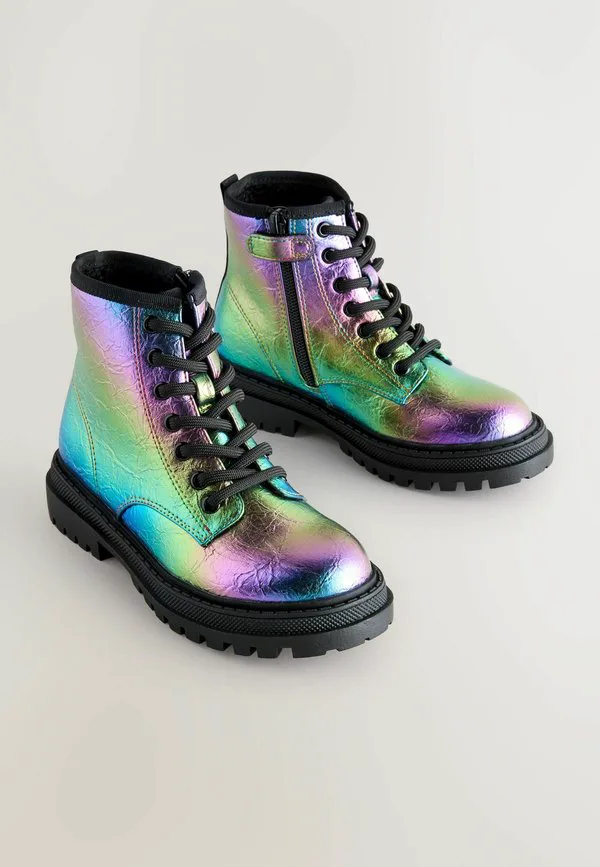 Ботинки на шнуровке широкого кроя, ботильоны на шнуровке Next, Rainbow Metallic — фото 2