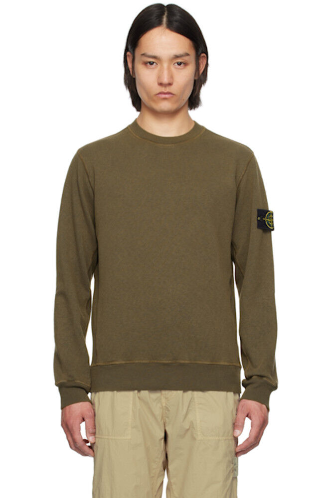 

Свитшот цвета хаки Mafilé из флиса с эффектом старины Stone Island