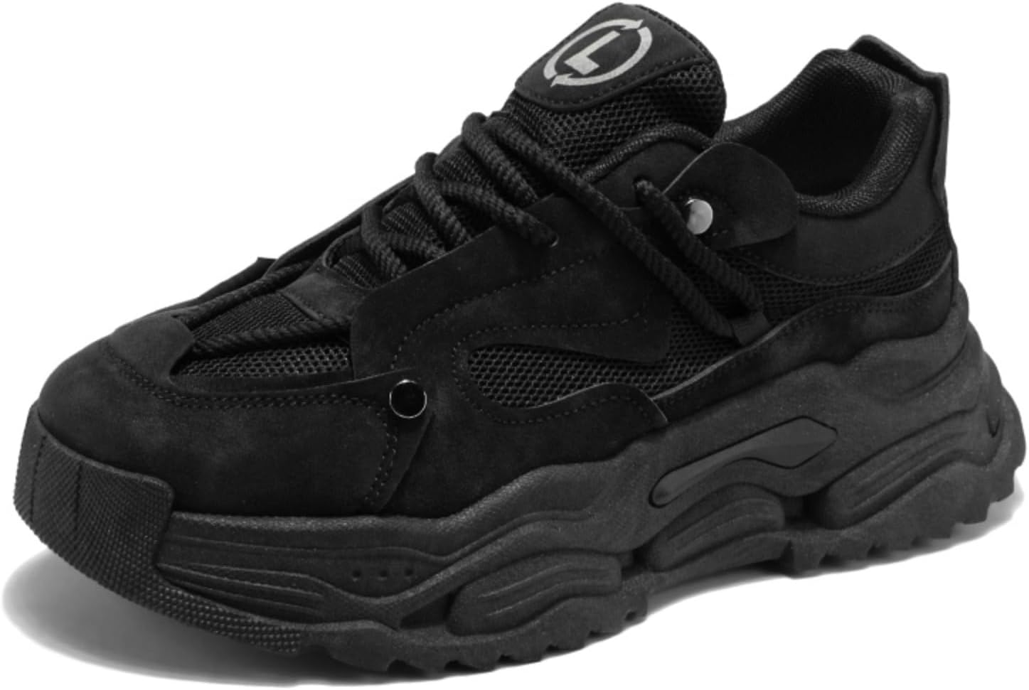 

Мужские массивные кроссовки, стильные с толстой подошвой, с регулируемыми шнурками, идеально подходят для уличной моды и повседневного комфорта Aokisx, черный