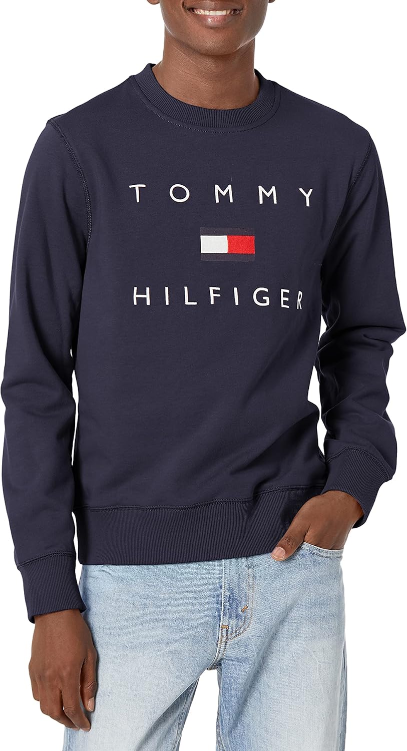 

Мужская флисовая толстовка с длинным рукавом и круглым вырезом Tommy Hilfiger, Sky Captain