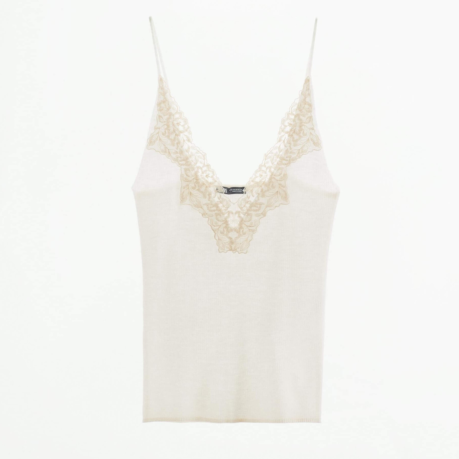 

Топ Zara Wool With Lace, светло-бежевый