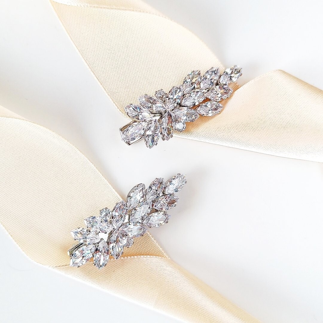 

Kokonet, Элегантные блестящие заколки для волос, набор из 2 маленьких серебряных украшений