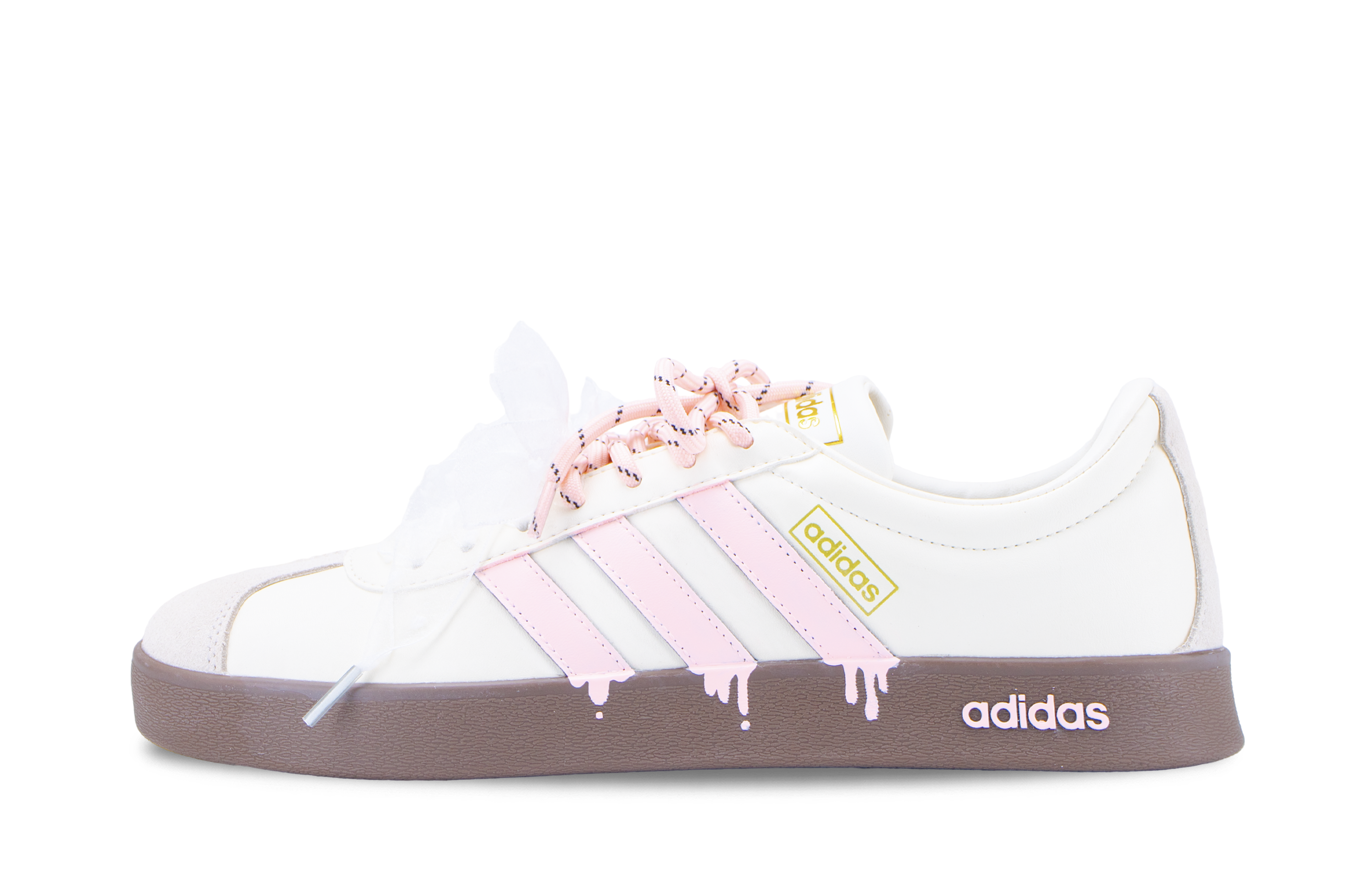 Adidas VL COURT 2.0 Pink Sugar Cream German Army Trainers Unisex розовый белый — фото 3