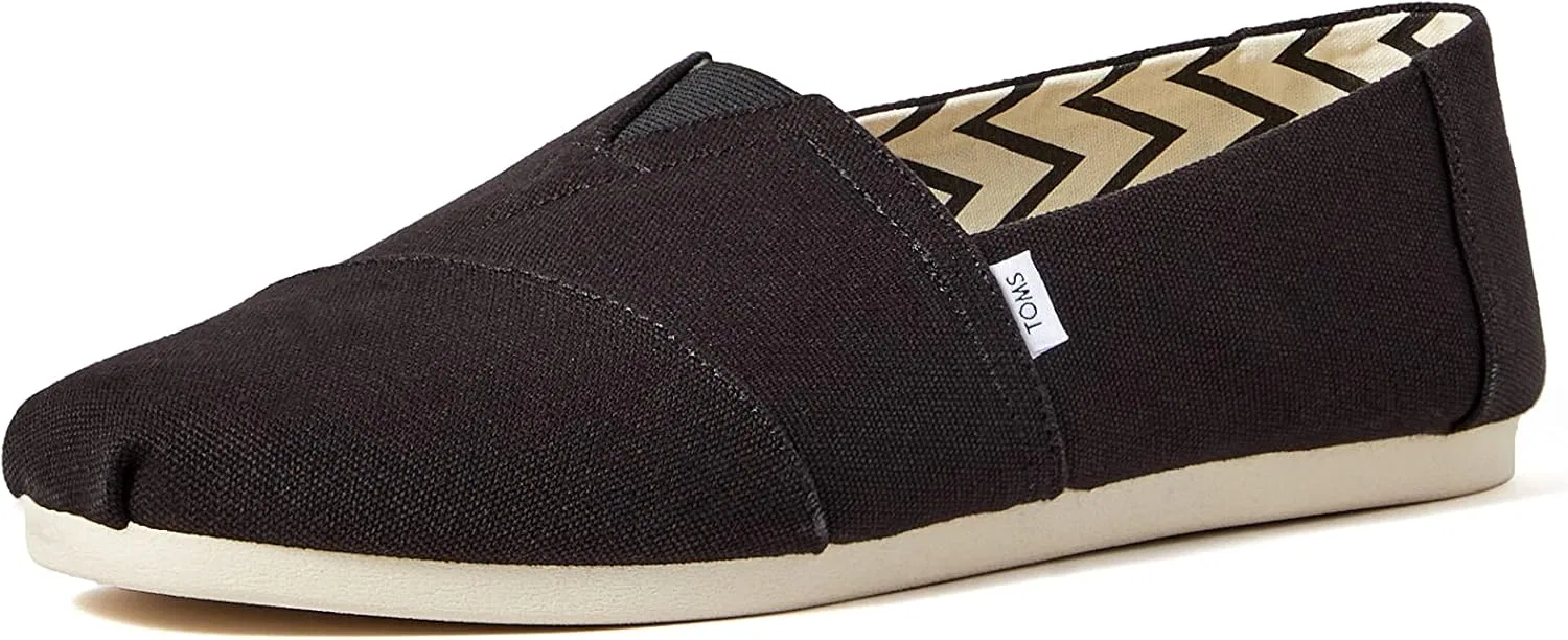 Лоферы с канвой TOMS, черный переработанный хлопковый холст