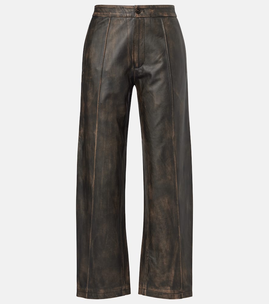 

Кожаные брюки-клеш с высокой талией Jacques Wei, Dark Brown