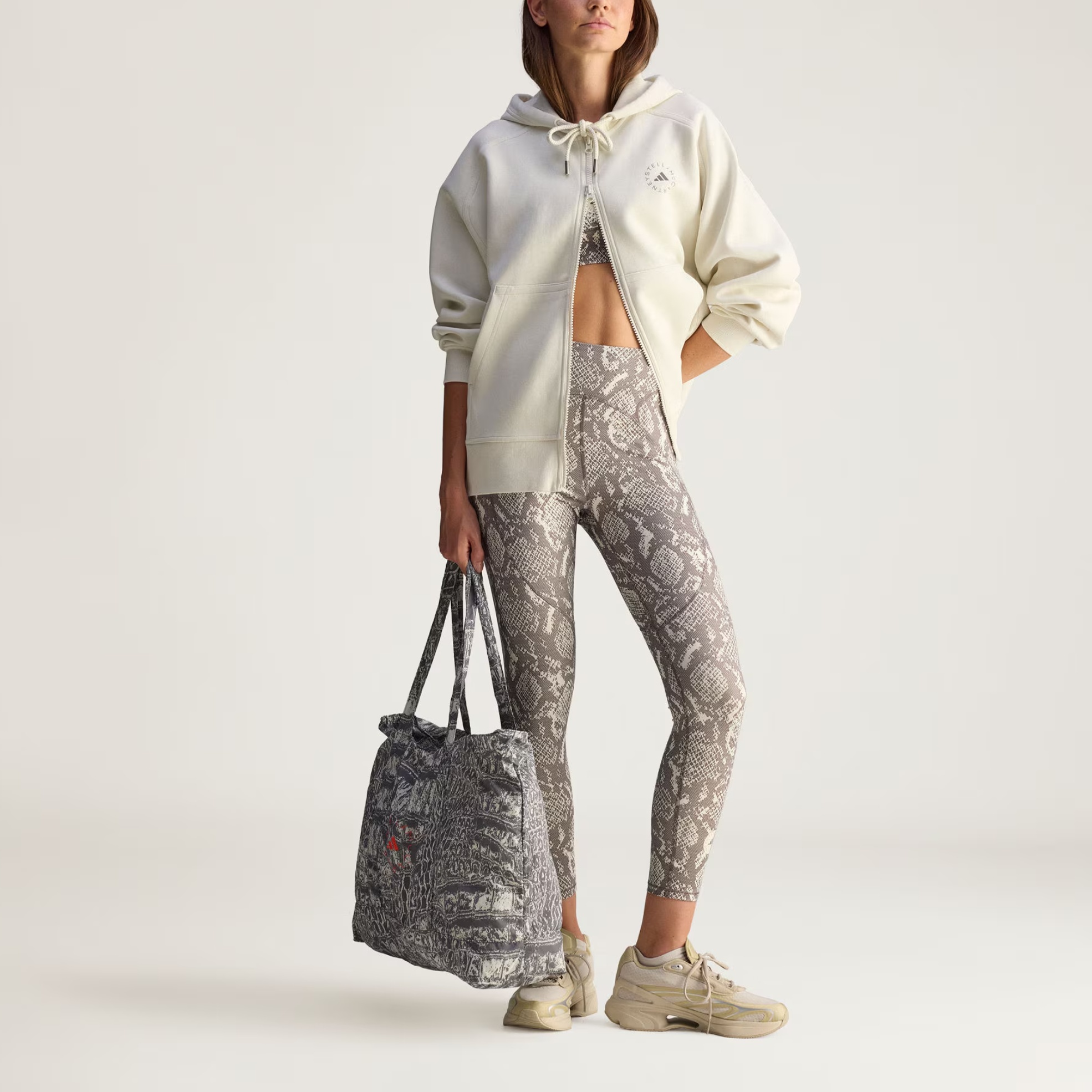 Adidas Стелла Маккартни худи на молнии, Almond Milk Color — фото 4