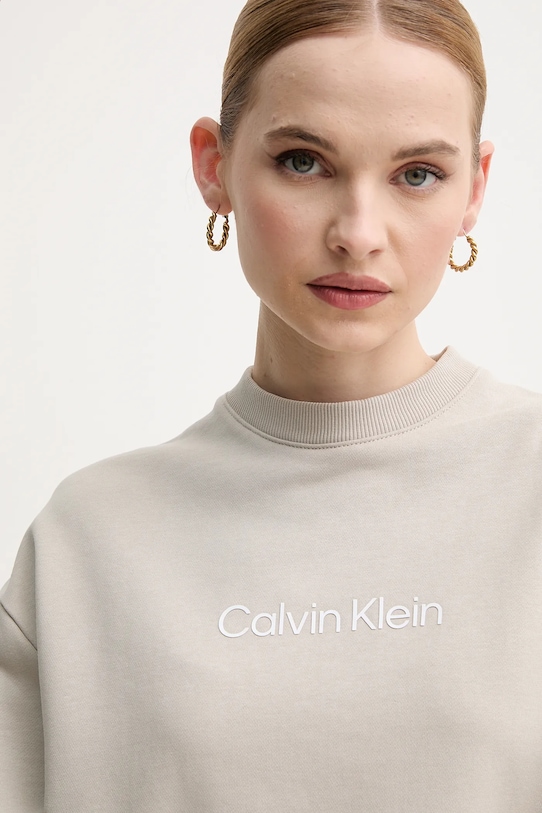 Хлопковая толстовка Calvin Klein, бежевый — фото 4