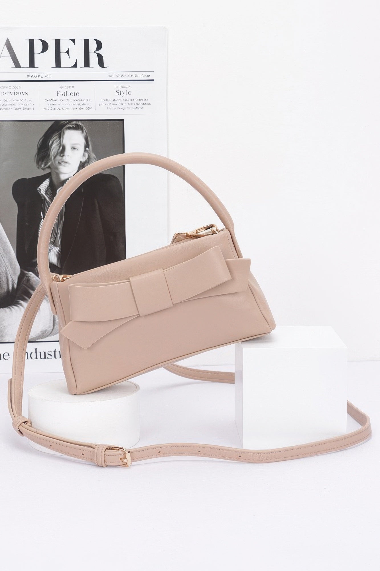 

Искусственная кожа клатч с ленточной ручкой FASHNZFAB, бежевый