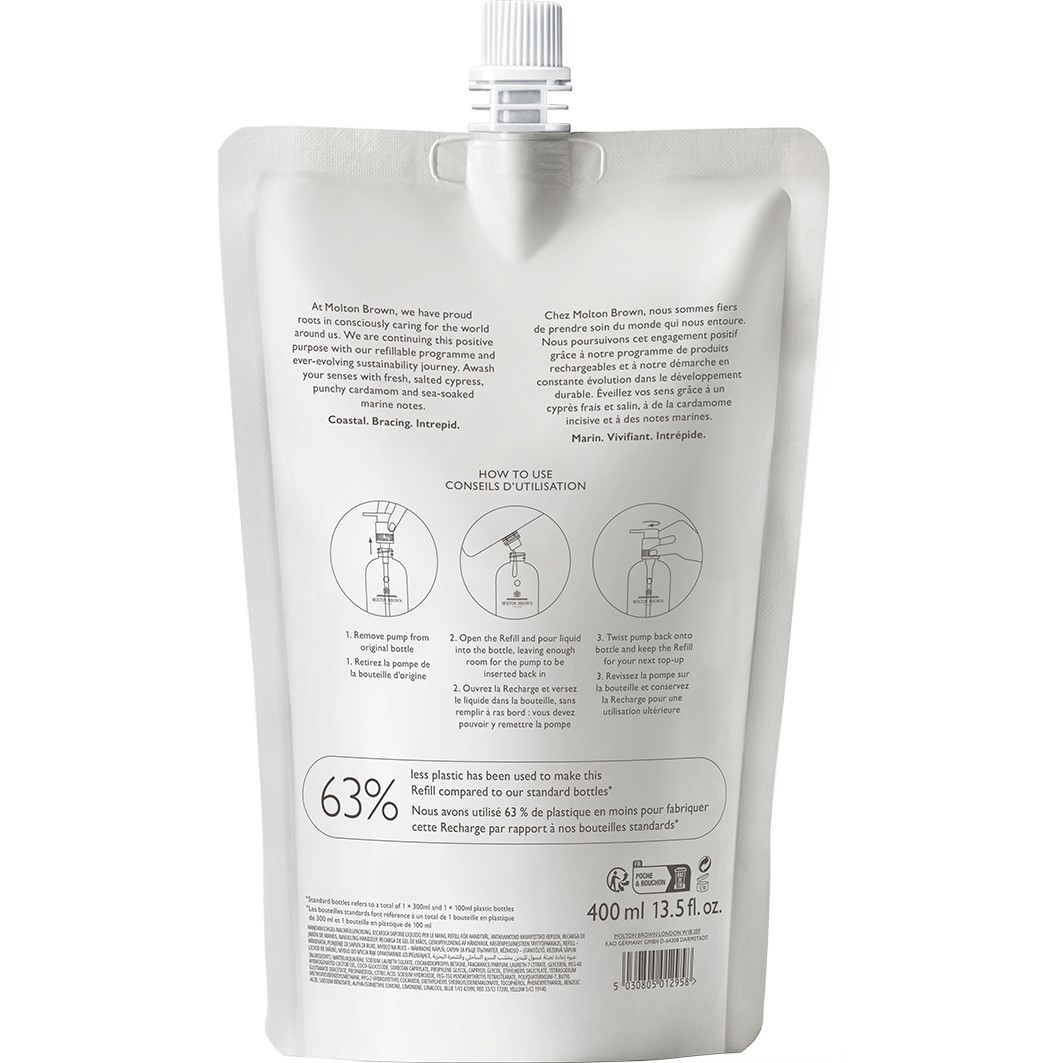 Мыло для рук hand care coastal cypress + sea hand wash Molton Brown, объем refill - 434 мл — фото 2