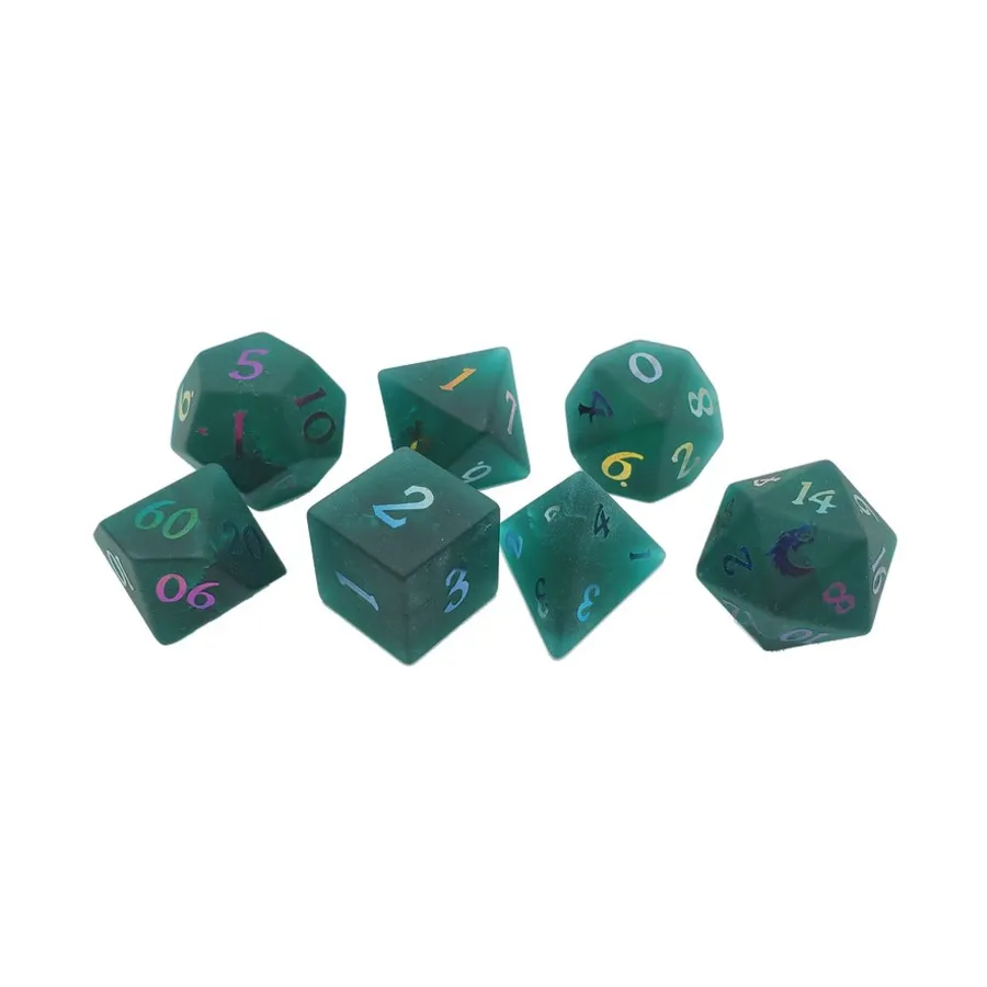 

Набор Poly — матовое стекло, изумрудное со спектральным эффектом (7), Gemstone Dice (Old School Dice & Accessories)