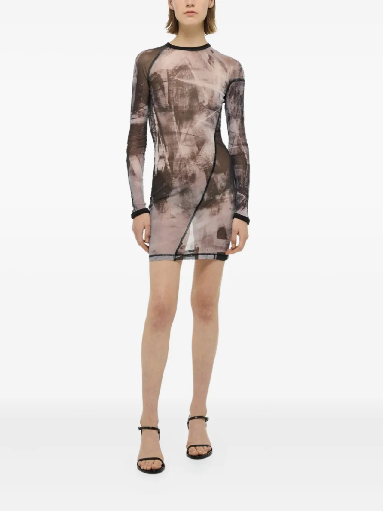 

Мини-платье с длинными рукавами и принтом Helmut Lang, нейтральный