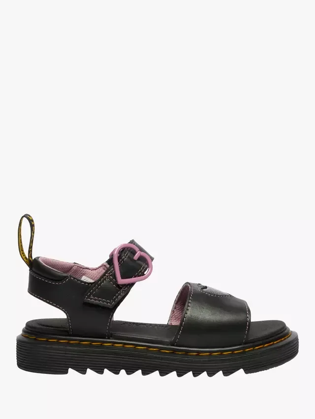 Детские сандалии Marlowe II с открытым носком, черно-розовые Dr. Martens